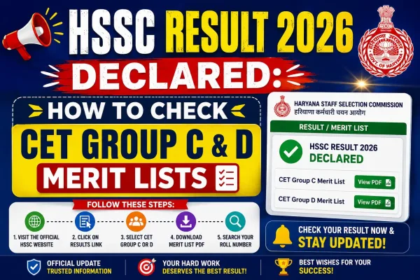 HSSC Result 2026 Declared: How to Check CET Group C & D Merit Lists