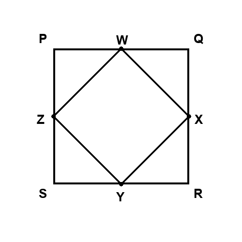 आयत PQRS जिसमें W X Y Z भुजाओं के मध्यबिन्दु हैं